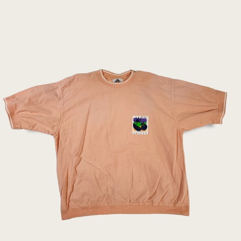 Vintage BYE BYE Cancun Mexico Men's‎ Large Pink/ Peach Shirt  - GOOD